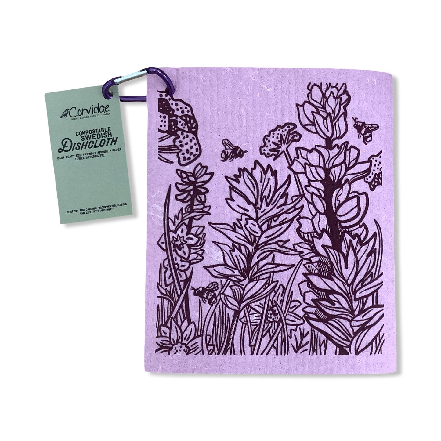 Camping Carabiner Swedish Dishcloth - Corvidae