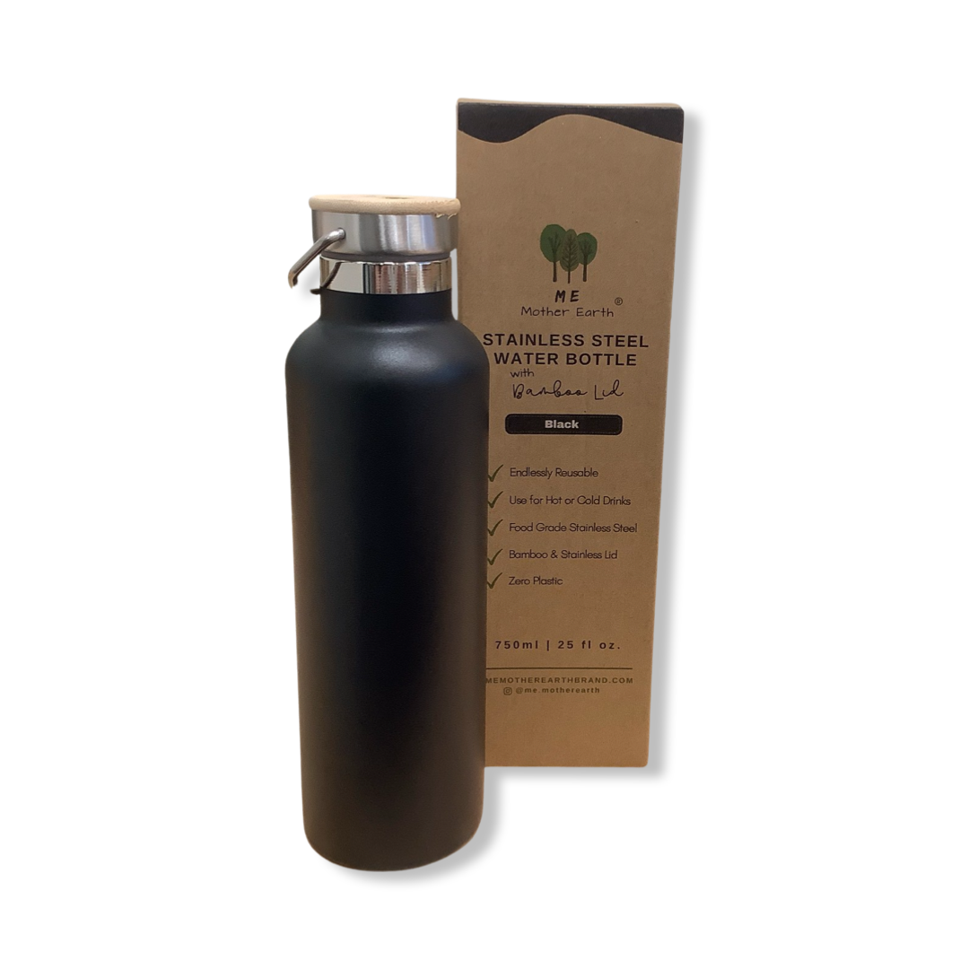 Stainless Steel Water Bottle with Bamboo Lid - ME Mother Earth