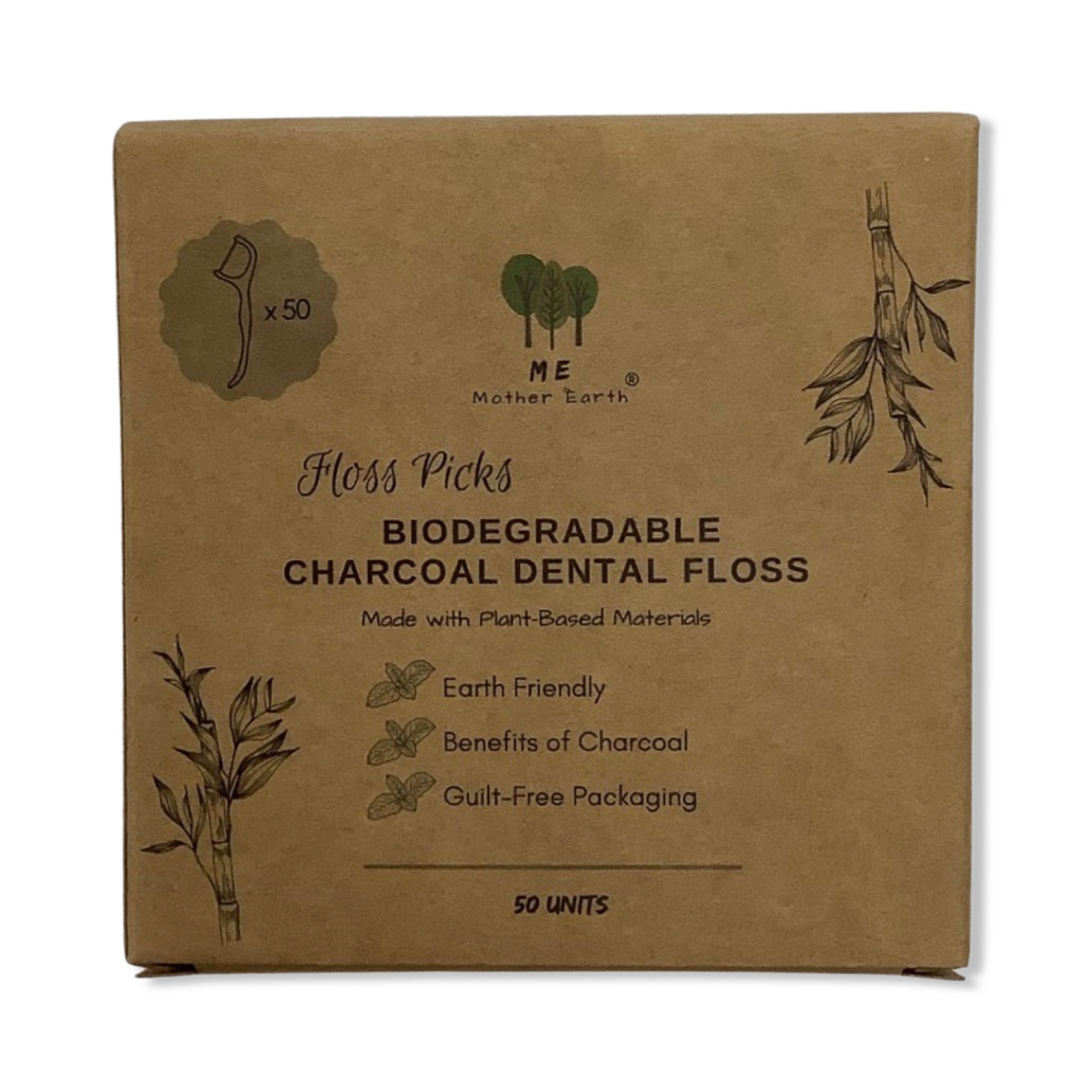 Biodegradable Charcoal Dental Floss Picks - ME Mother Earth