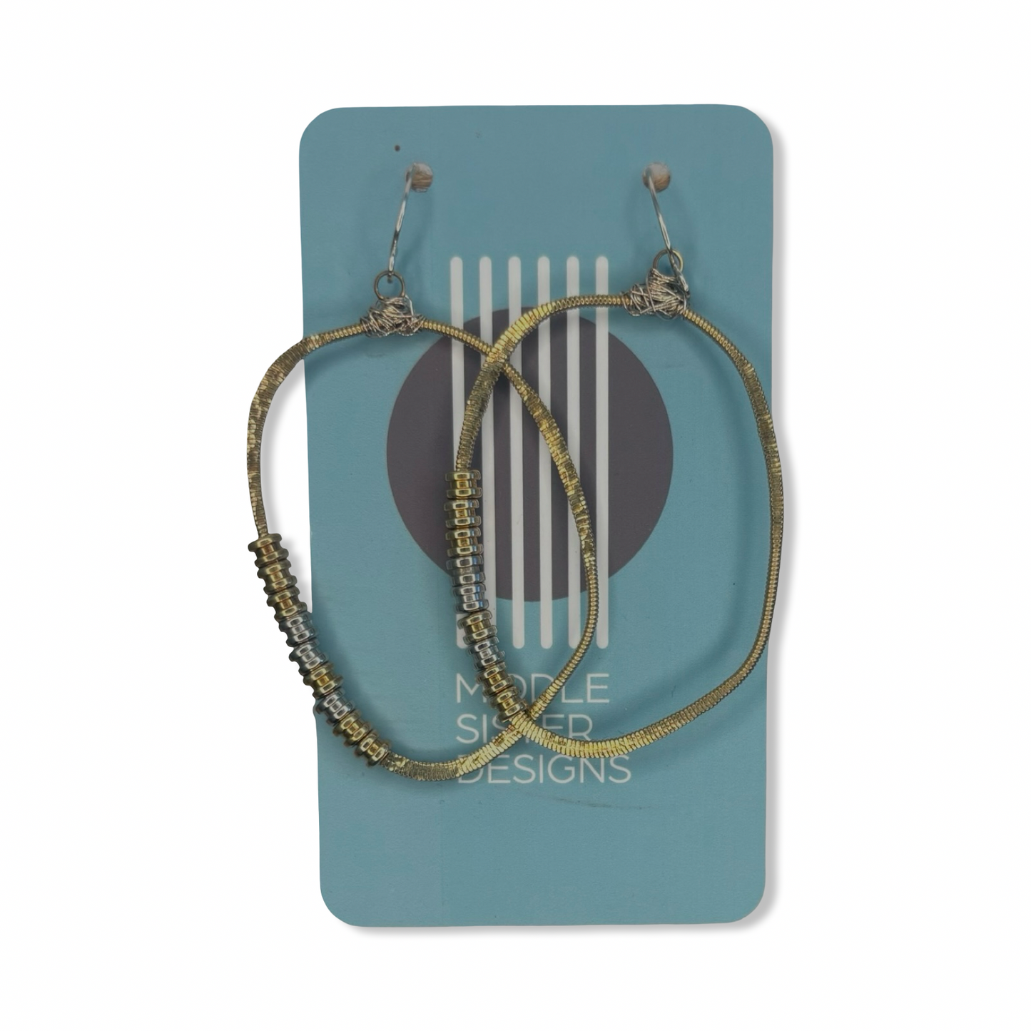 Oblong Earrings with Ball-Ends Recycled Guitar String Earrings - Middle Sisters Design