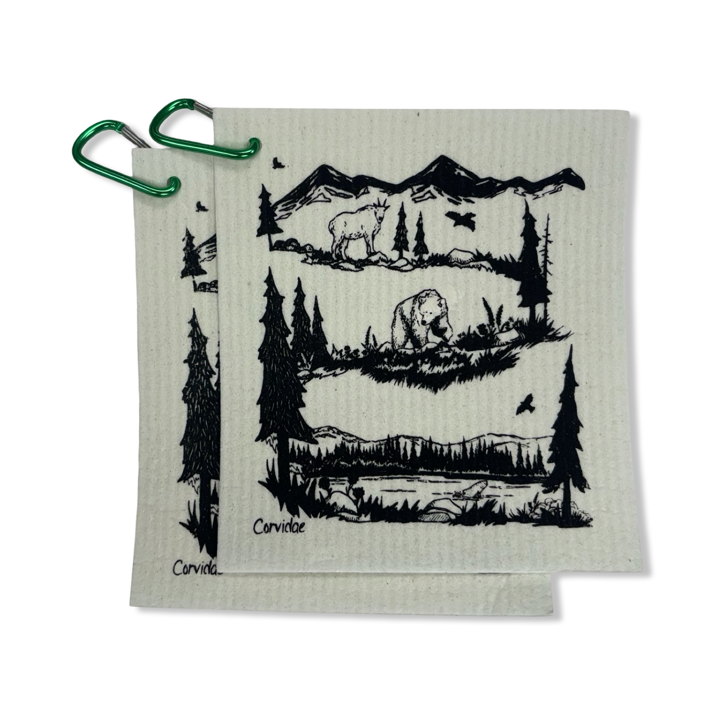 Camping Carabiner Swedish Dishcloth - Corvidae