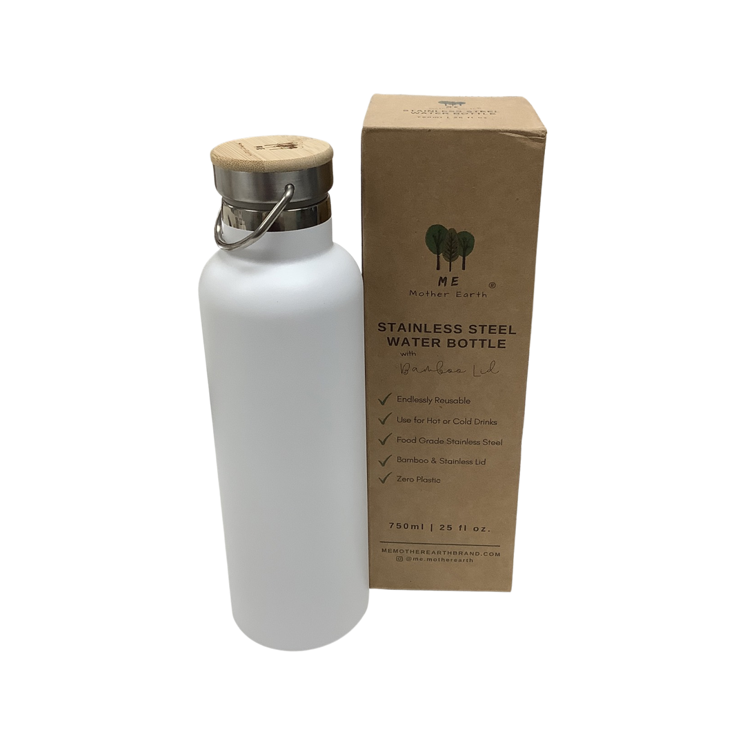 Stainless Steel Water Bottle with Bamboo Lid - ME Mother Earth
