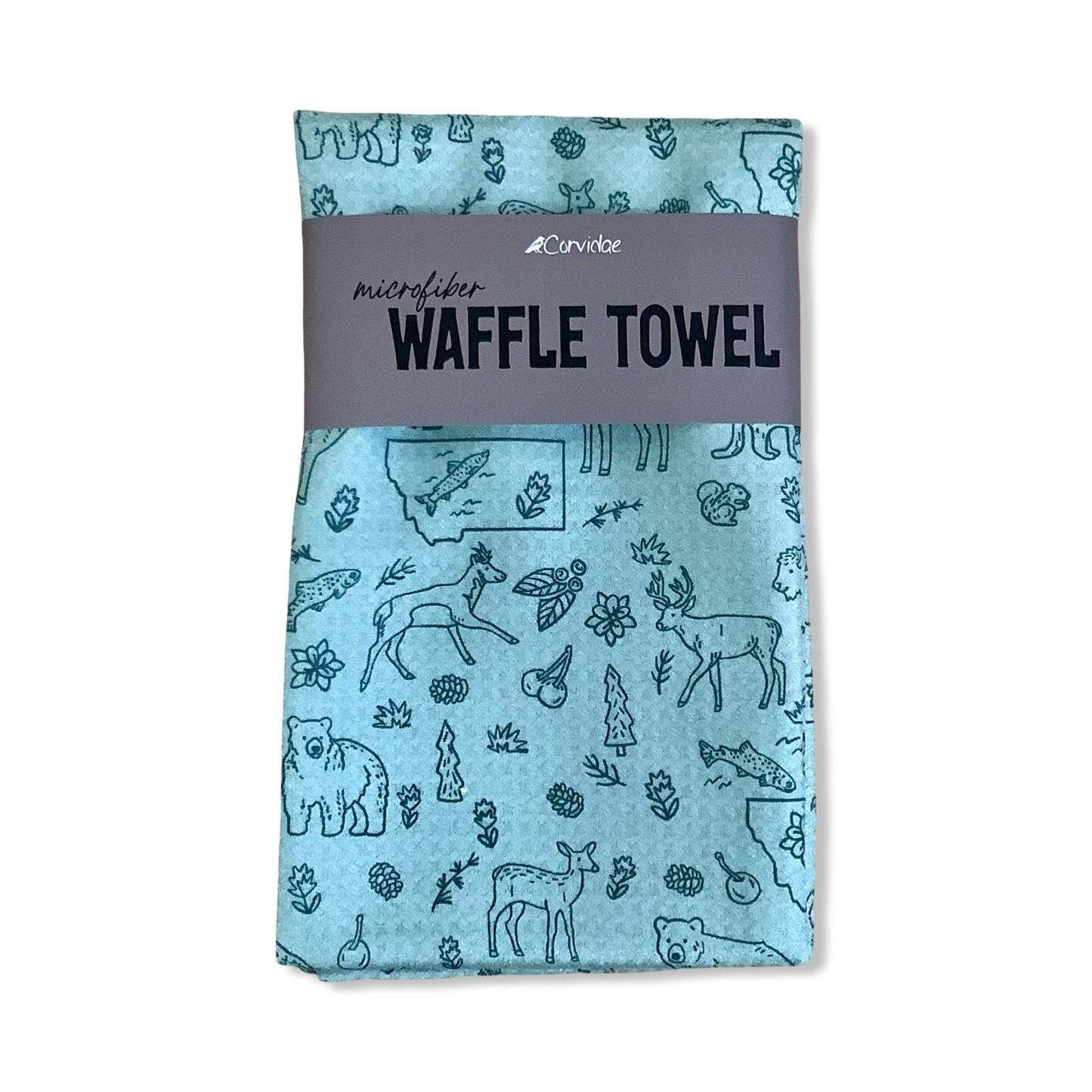 Microfiber Waffle Towel - Corvidae