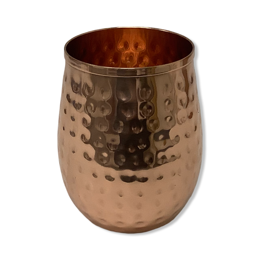 Shiny Hammered Stemless Wine Glass- Butte Copper Company