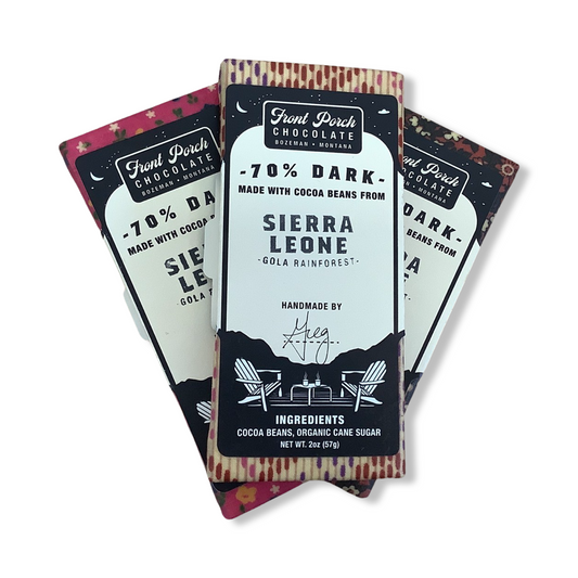 Beeswax Wrapped 70% Dark Chocolate Bar (2oz) - Front Porch Chocolate
