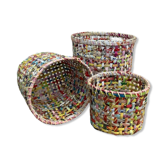 Recycled Paper Basket Sets of 3 - Upcycled Paper Company