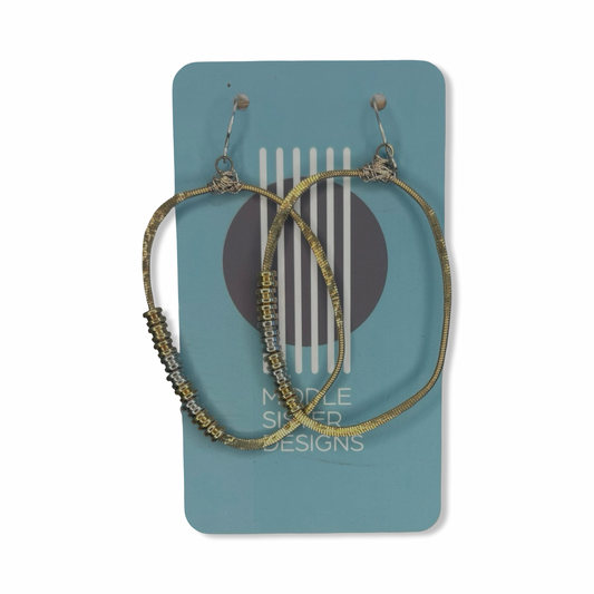Oblong Earrings with Ball-Ends Recycled Guitar String Earrings - Middle Sisters Design