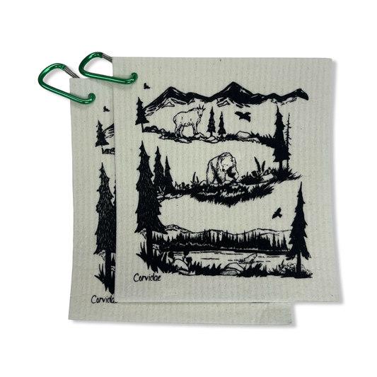Camping Carabiner Swedish Dishcloth - Corvidae