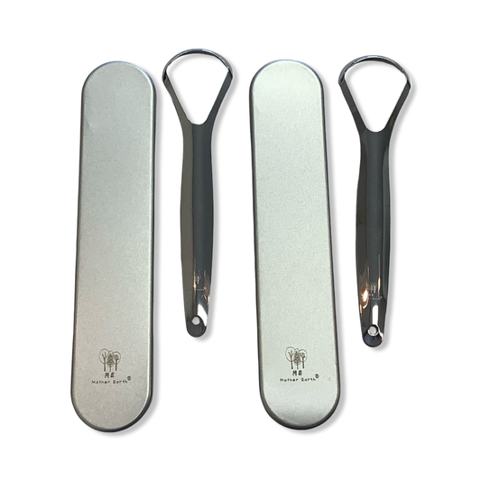 Stainless Steel Tongue Scrapers 2pk with Travel Tins - ME Mother Earth